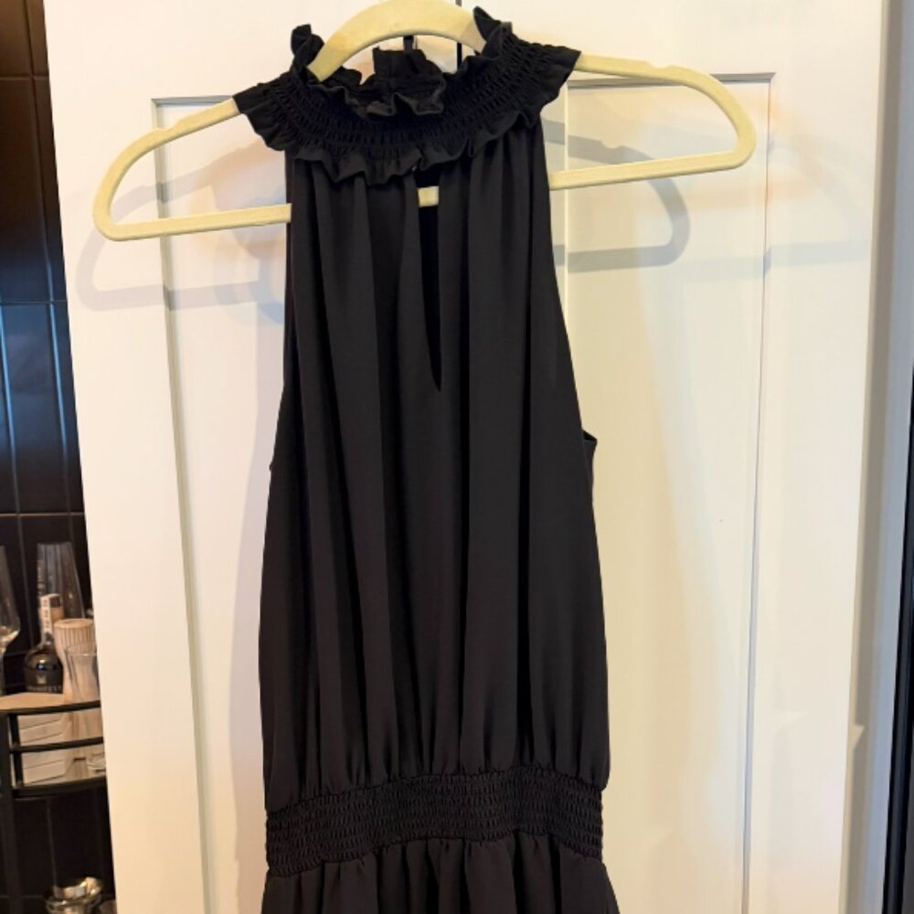 Amanda Uprichard Kimmie Mini Dress Black Smocked Sleeveless Small - Picture 3 of 6